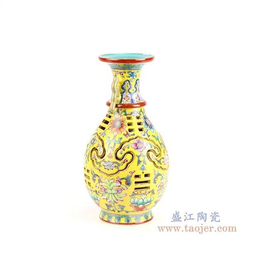 rylw16 景德镇陶瓷 仿古手绘粉彩陶瓷花瓶